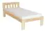 Single bed / Guest bed 76A, solid pine, clear finish, incl. slatted bed frame - 80 x 200 cm