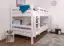 Bunk bed for adults "Easy Premium Line" K24/n, head and foot part straight, solid beech wood, White lacquered - Lying surface: 120 x 200 cm, divisible