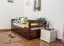Children's bed / Functional bed "Easy Premium Line" K1/h/s incl. trundle bed frame and cover plates, solid beech wood, dark brown - 90 x 200 cm