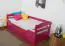 Children's bed / Functional bed "Easy Premium Line" K1/h/s incl. trundle bed frame and cover plates, solid beech wood, pink - 90 x 200 cm