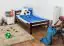 Children's bed / Youth bed "Easy Premium Line" K1/2n, solid beech wood, chocolate brown - 90 x 190 cm