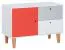 Children's room - Chest of drawers Syrina 16, Colour: White / Grey / Red - Measurements: 72 x 103 x 45 cm (h x w x d)