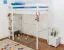 Children's Loft Bed | Solid Pine Wood | White Lacquered | 90 x 200 cm Sleep Area | Modern Design