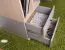 Modern desk with 2 drawers and 2 open compartments, 83 x 120 x 55 cm, oak / gray, teen bedroom desk, black handles, ABS edges