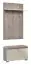 Wardrobe with bench Sabadell 04, Colour: Oak / Beige high gloss - 209 x 80 x 38 cm (H x W x D)