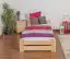 Single bed / Guest bed A9, solid pine wood, clearly varnished, incl. slatted frame - 90 x 200 cm 