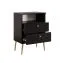 Almyros 02 Nightstand | 2 Drawers & Open Compartment | Black with Gold Handles & Legs | 69.5 x 50 x 34 cm