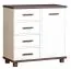 Children's room - Chest of drawers Hermann 05, Colour: White Bleached / Brown, partial solid wood - 91 x 94 x 40 cm (h x w x d)
