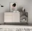 Sideboard | cashmere | incl. LED lighting | 3 drawers | push-to-open function | 160 x 40 x 86 cm | 4 compartments | chest of drawers | 1 glass door with aluminum frame