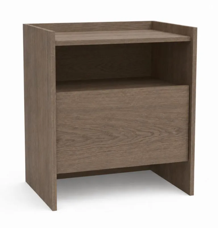 Small Bedside Cabinet Illgau 03 | Baltic Storm Dark Brown | 60 x 53 x 38 cm | 1 Drawer & 1 Compartment | ABS Edges | Soft Close