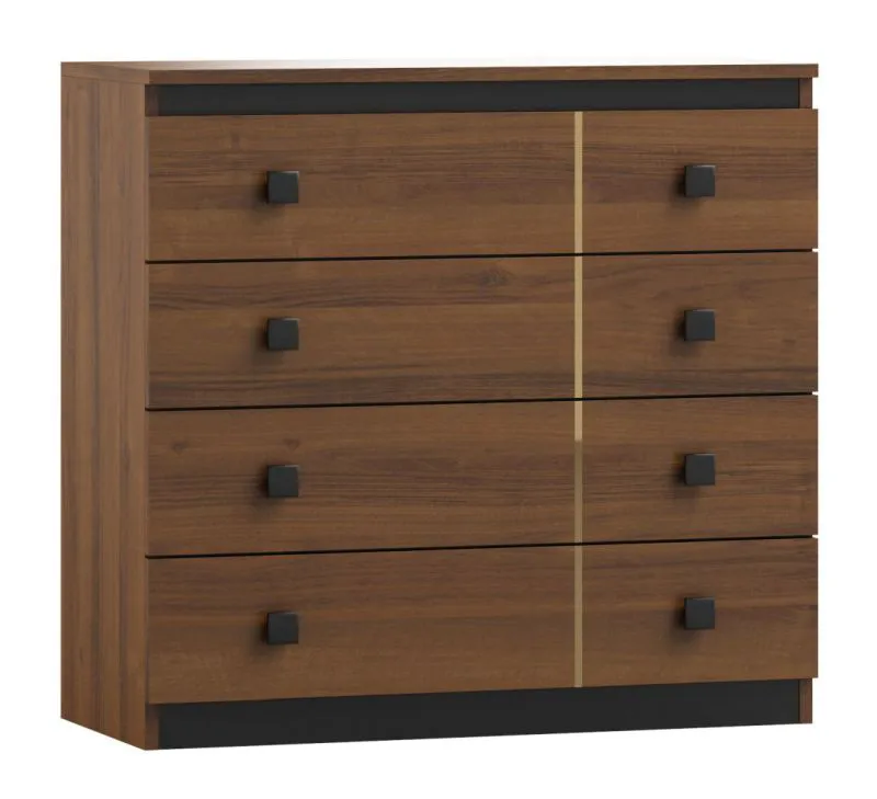 Chest of Drawers Mojokerto 01 | Walnut/Black | 85 x 90 x 39 cm | 4 Drawers | Modern Storage Solution