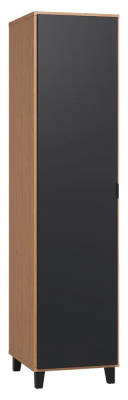 Hinged door cabinet / Wardrobe Leoncho 12, colour: Oak / Black - Measurements: 195 x 47 x 57 cm (H x W x D)