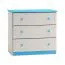 3 Drawer Chest 006, solid pine wood, blue-white varnished - H78 x W80 x D47 cm 