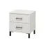 Modern White Bedside Cabinet Sabas 17 | 2 Drawers | Black Handles & Legs | 52 x 48 x 40 cm | ABS Edges