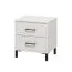 Modern White Bedside Cabinet Sabas 17 | 2 Drawers | Black Handles & Legs | 52 x 48 x 40 cm | ABS Edges