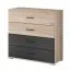 Chest of Drawers 93 x 90 x 42 cm | Oak & Black High Gloss | Troodos 04 | 4 Drawers | Scratch & Moisture Resistant Top