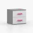 Bedside Cabinet Smolikas 133 | 2 Spacious Drawers | Pink Wooden Handles | White / Gray | 50 x 55 x 40 cm | Simple Nightstand