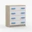 Smolikas 03 Chest of Drawers | 80 cm Wide | White & Sonoma Oak | 4 Drawers | Blue Wooden Handles | 90 x 80 x 40 cm | Spacious Storage
