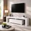 Zolvini TV Cabinet | High-Gloss White | 140 x 35 x 47.5 cm | Large Tilting Compartment | Push-to-Open | Sturdy & Durable | Fully Painted