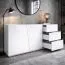 Beldran Chest of Drawers / Sideboard | White UV High-Gloss Finish | Push-to-Open | 3 Drawers | 2 Doors | 2 Compartments | 180 x 43 x 87 cm