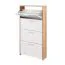 Belvun 4 Shoe Cabinet | Color: Artisan Oak/Matte White | 4 tilting compartments | plenty of storage space in a small area | 69 x 25 x 151 cm | Coat rack | Hallway