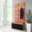 Wardrobe 01 with Upholstered Bench | 8 Pairs Shoe Storage | Artisan/Black/Orange | 215 x 100 x 40 cm | 6 Coat Hooks | 4 Compartments