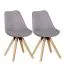 Dining Chair Set of 2 | Gray/Oak | Hevea Solid Wood Legs | Soft Fabric Upholstery | Scandinavian Style