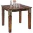Rustic dining table with carving pattern, solid wood, color: mango - Dimensions: 80 x 80 cm (W x D)