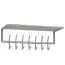 Wall Coat Rack Silver | 14 Hooks & Shelf | Polished Steel | 39 x 74.5 x 19.5 cm | Modern Wall-Mounted Design