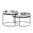 Living room table set of 2, color: silver / black - Dimensions: 56 x 56 x 33 cm and 46 x 46 x 41 cm (W x D x H) with removable tray