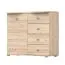 Chest of Drawers | 101 x 120 x 49.5 cm | Oak Finish | 1 Door | Thin Silver Handles | Ample Storage | Wood Grain Look