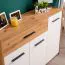 Sideboard with 3 Doors Brus 04 | Artisan Oak & White | 1 Drawer | 4 Compartments | ABS Edges | 80.5 x 119 x 33 cm | Living Room Storage