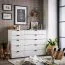 Modern White Chest of Drawers Pecini 01 | 5 Spacious Drawers | Black Handles & Legs | 95 x 90 x 40 cm | Living Room Storage