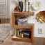 S Shaped Side Table Solid Acacia Wood | 60 x 30 x 44 cm | Magazine Rack & Shelf | Handcrafted