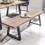 Dining Bench with Natural Acacia Seat Top | Black Metal Legs | 45 x 160 x 40 cm | Modern Design