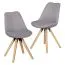 Dining Chair Set of 2 | Gray/Oak | Hevea Solid Wood Legs | Soft Fabric Upholstery | Scandinavian Style