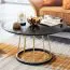 Round Living Room Table Black/Gold | 80 x 42 cm | Modern Design | Premium Materials