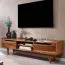 Sheesham TV Cabinet Lowboard | Semi-Solid Wood | Modern Design | 43 x 145 x 35 cm | Ample Storage