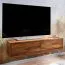 TV Cabinet Lowboard, Sheesham Brown, Semi-Solid | 25 x 108 x 34 cm | 2 Drawers | Modern Wall-Mounted Design