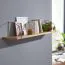 Wall Shelf Solid Mango Wood | 25 x 120 x 22 cm | Modern Industrial Style | Brown & Gold | Max Load 6 kg