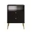 Almyros 02 Nightstand | 2 Drawers & Open Compartment | Black with Gold Handles & Legs | 69.5 x 50 x 34 cm