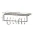 Wall Coat Rack Silver | 14 Hooks & Shelf | Polished Steel | 39 x 74.5 x 19.5 cm | Modern Wall-Mounted Design
