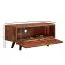 TV Cabinet Lowboard Sheesham Semi-Solid | 3D Door Front | 92 x 35 x 44 cm | Modern Design | 50 kg Capacity