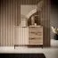 Narrow Chest of Drawers Fouchana 04 | Beige & Oak Viking | 81 x 103 x 39.5 cm | 3 Drawers