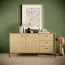 Chest of drawers with four compartments Allegma 02, color: Scandi oak - Dimensions: 81 x 157 x 39.5 cm (H x W x D), with three drawers