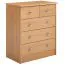 Versatile Chest of Drawers | Beech Finish | 70 x 60 x 35 cm | 5 Spacious Drawers | Modern Aluminum Handles