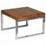 Real wood side table / coffee table Apolo 183, Color: Sheesham / Chrome - Dimensions: 40 x 60 x 60 cm (H x W x D), Handmade from Sheesham solid wood