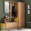Wardrobe with Shoe Cabinet Banevo 01 | Artisan Oak Finish | Mirror | Six Hooks | 191.5 x 100 x 29 cm | ABS Edge Protection
