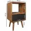 Bedside table in retro style, color: sheesham / black - Dimensions: 70 x 40 x 35 cm (H x W x D), made of sheesham solid wood