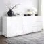 Beldran Chest of Drawers / Sideboard | White UV High-Gloss Finish | Push-to-Open | 3 Drawers | 2 Doors | 2 Compartments | 180 x 43 x 87 cm